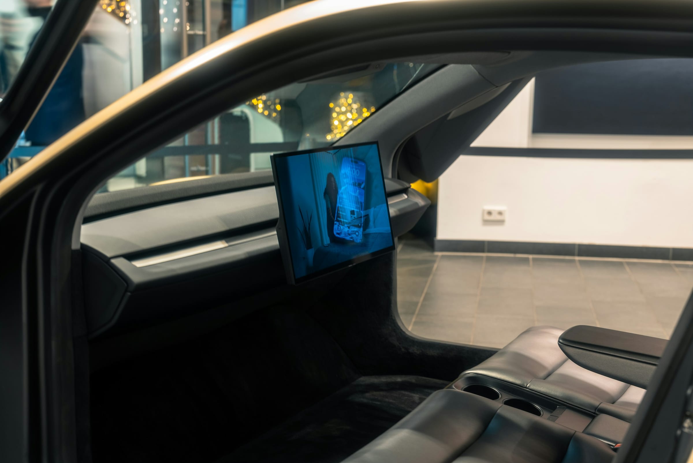 Tesla Cybercab interior with central display