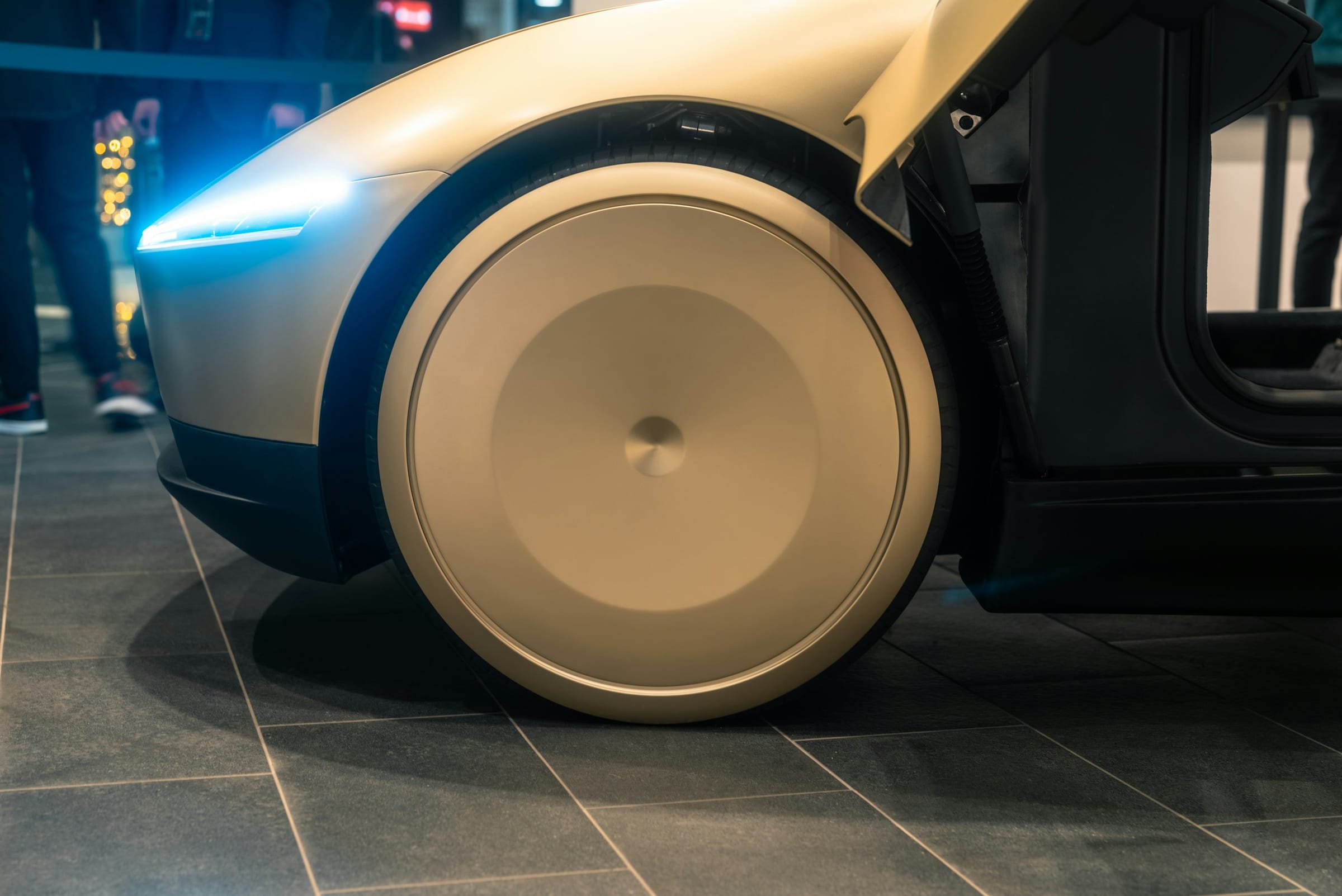 Close-up of the Tesla Cybercab wheel cover